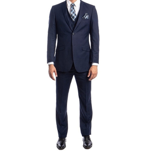 Tazio Italy Elegant Dark Blue Men's Slim Fit Suit - Picture 4 of 10